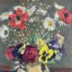Oil on canvas still life with flowers and statuette 1920