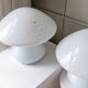 Set of 2 mushroom table lamps with silver details - vintage Murano glass - Space Age design - 1970s