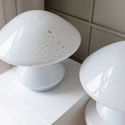 Set of 2 mushroom table lamps with silver details - vintage Murano glass - Space Age design - 1970s
