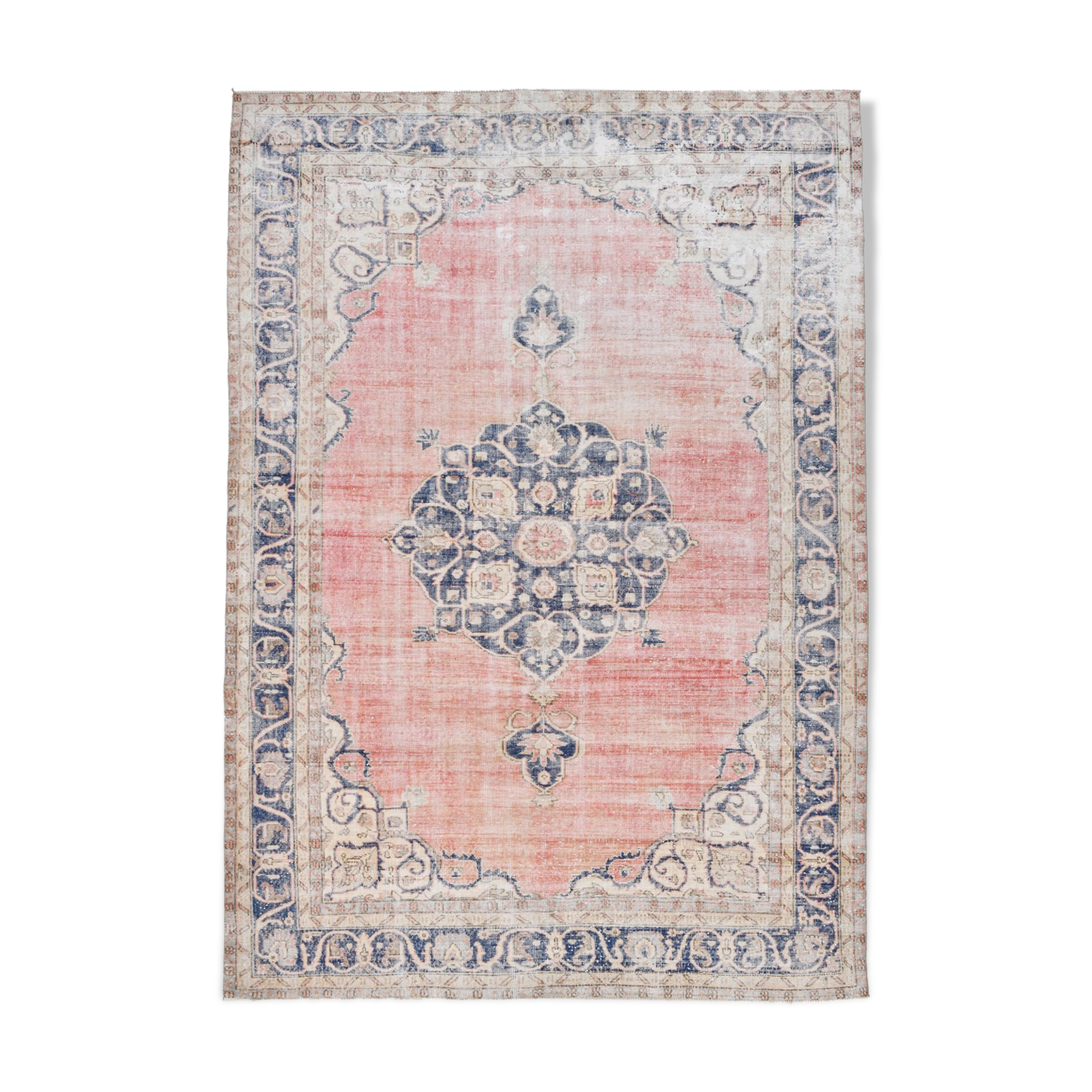 Navy blue vintage rug 317x220cm