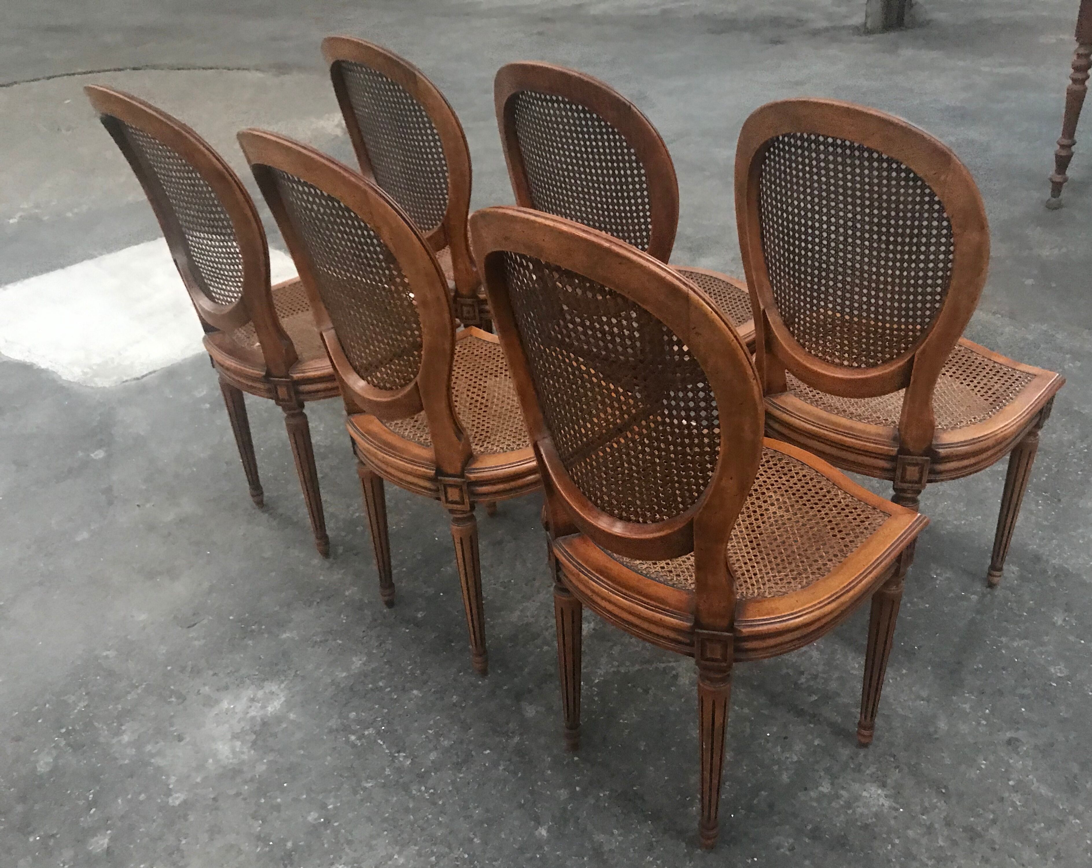 Series of 6 lLuis XVI chairs in cannage