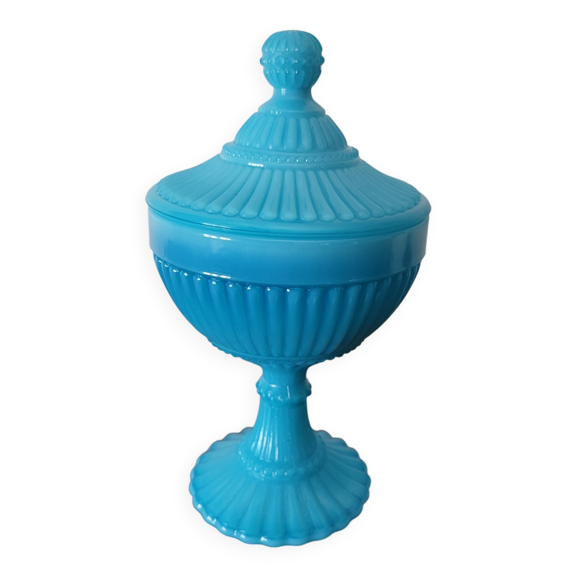 Turquoise Blue Opaline Glass Candy Box