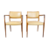 Pair of N.O. Moeller armchairs, model 65, in rosewood and light leather