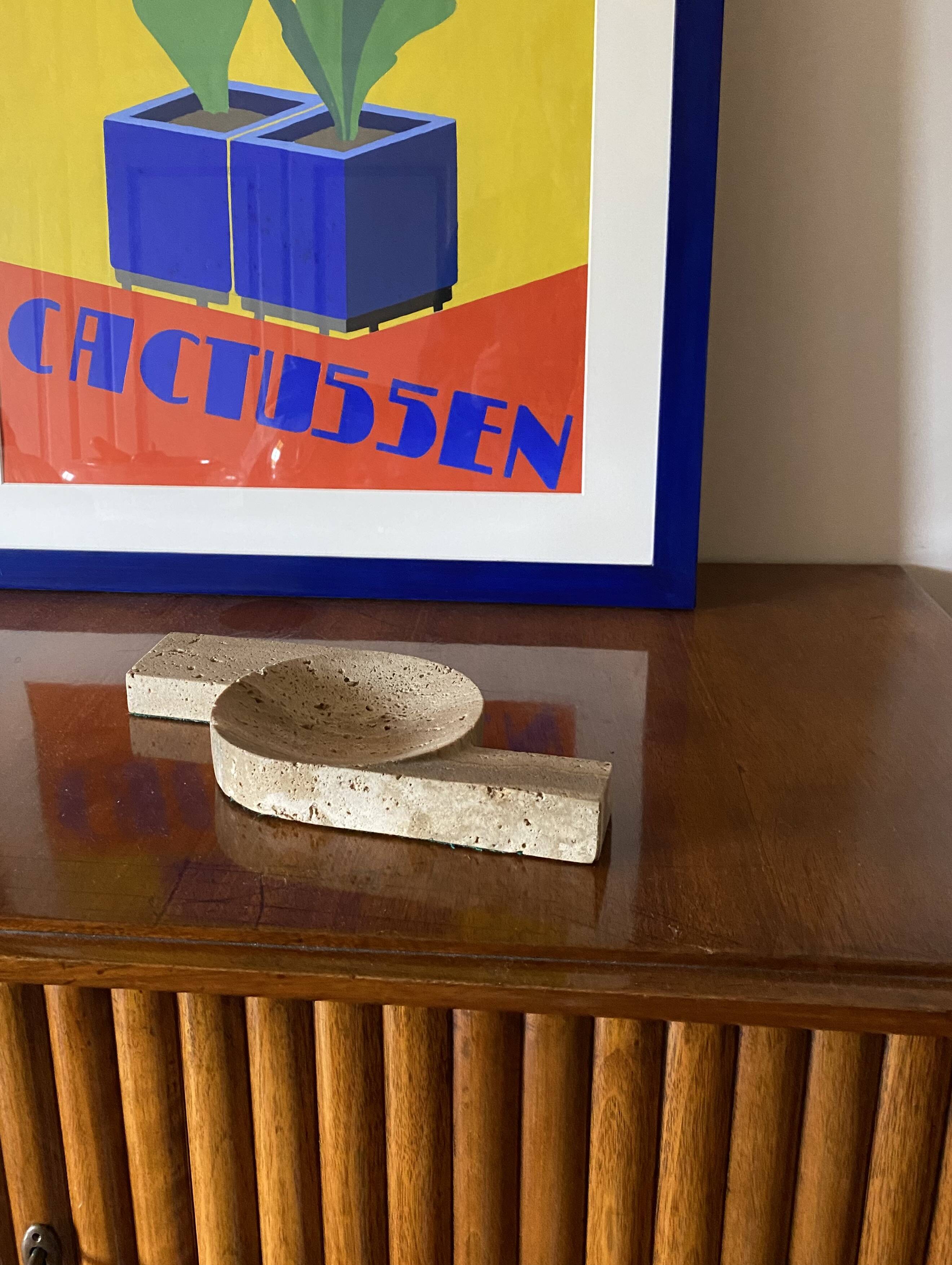 Brutalist travertine ashtray, Cerri Nestore, Italy, 1970s