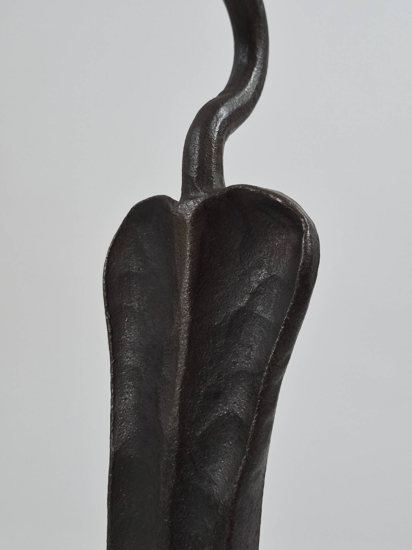 Pair of handforged metal and brass andirons