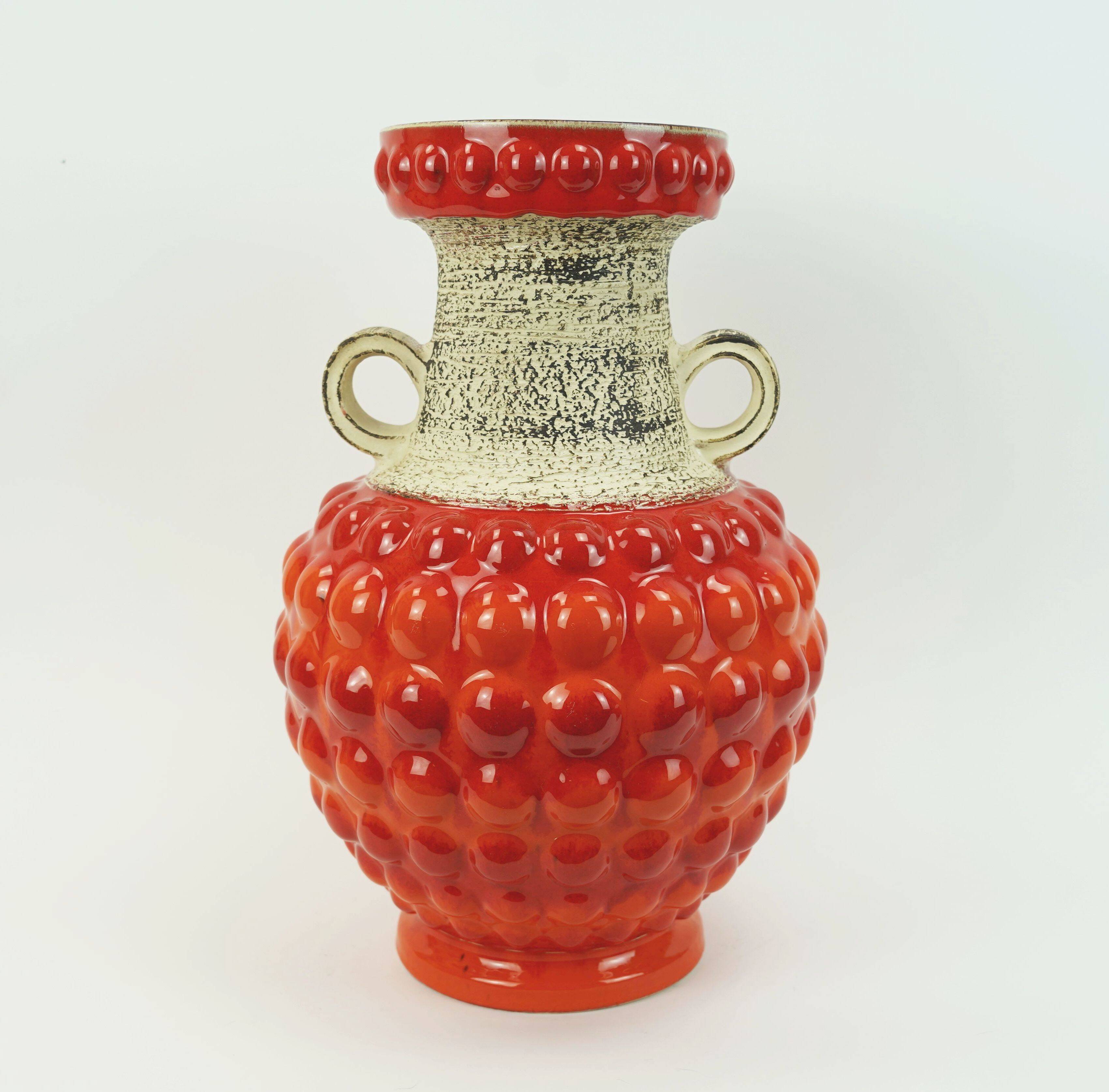 huge 1960s bay keramik floor VASE bubble decor red and orange model 65 45