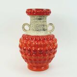 huge 1960s bay keramik floor VASE bubble decor red and orange model 65 45
