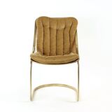 Chaises italiennes vintage en métal doré, Italie années 1970