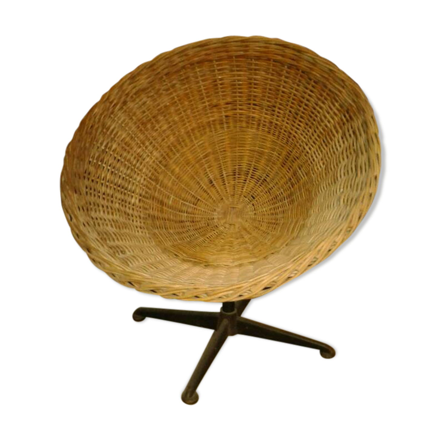 Chair circle basket rattan 50-60 years