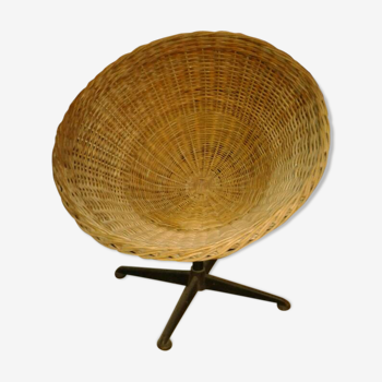 Chair circle basket rattan 50-60 years