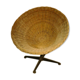 Chair circle basket rattan 50-60 years