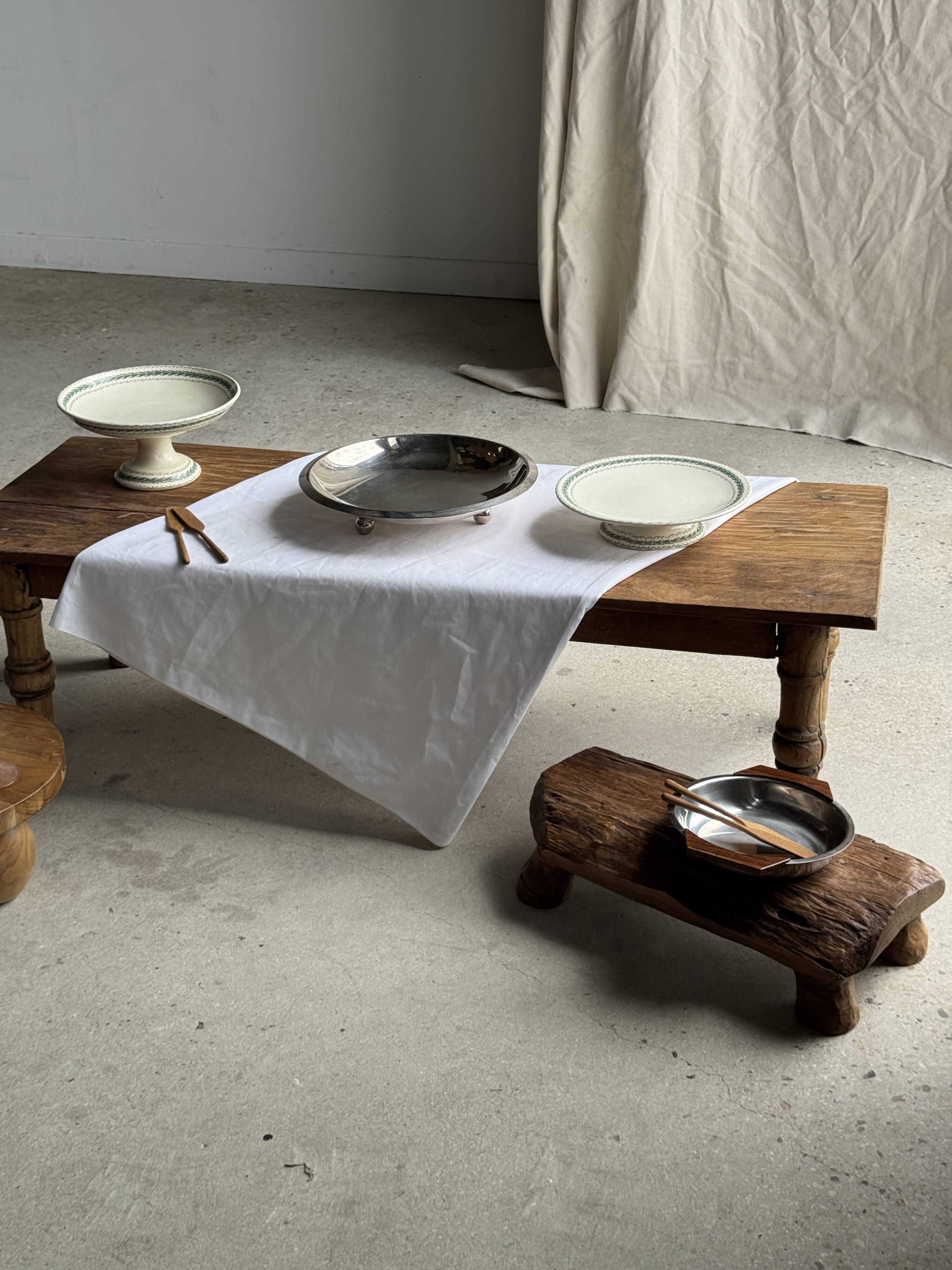 Shallow dish in stainless steel and wood H4 D20