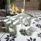 Vintage serving tray and its 6 egg cups.