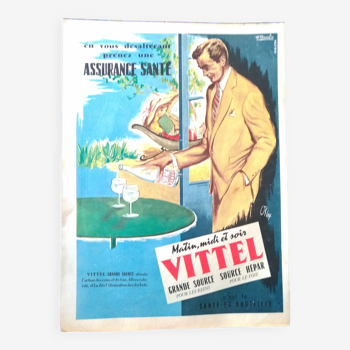 une publicité papier eau Vittel  issue revue d'époque