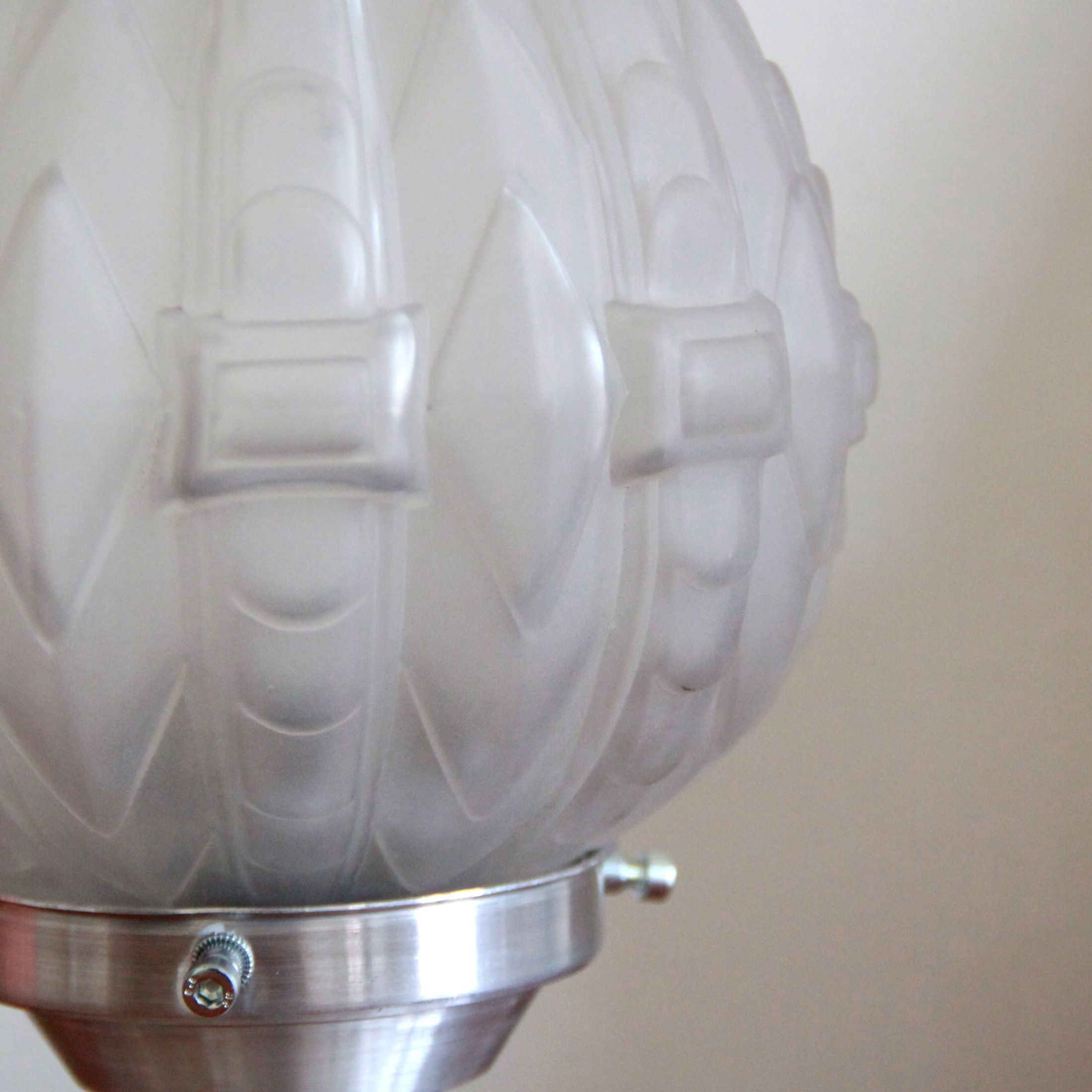 Bedside lamp appointed light fixture glass frosted aluminium art deco old vintage