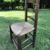 Pair of oak and straw chairs, 19th century period.