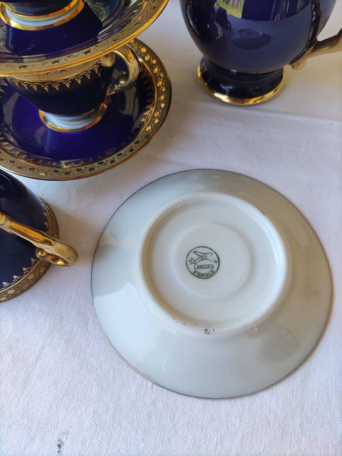 Blue and gold coffee service - Limoges porcelain
