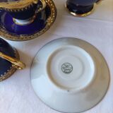 Service à café Bleu de four et or - porcelaine de Limoges