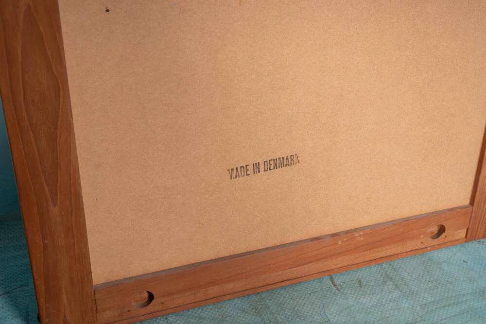 Danish teak mirror with shelf for hats from the 1960s.