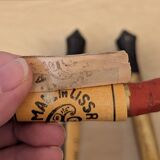 Vintage Khokhloma set – bowl + 7 painted ladles USSR