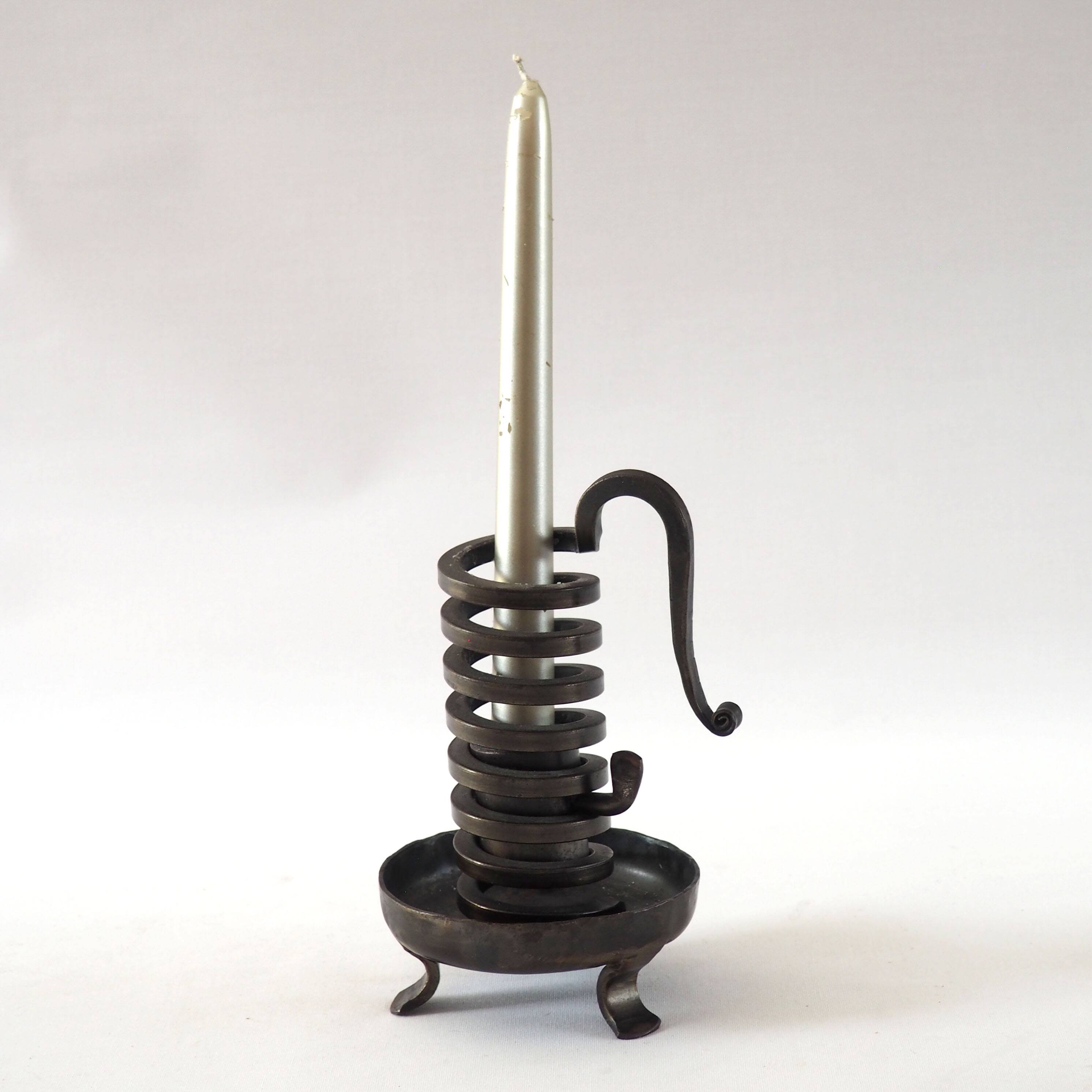 Wrought iron cellar rat candlestick