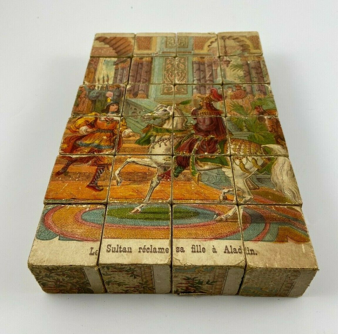 Old wooden box cube puzzle orientalist aladdin game 1900