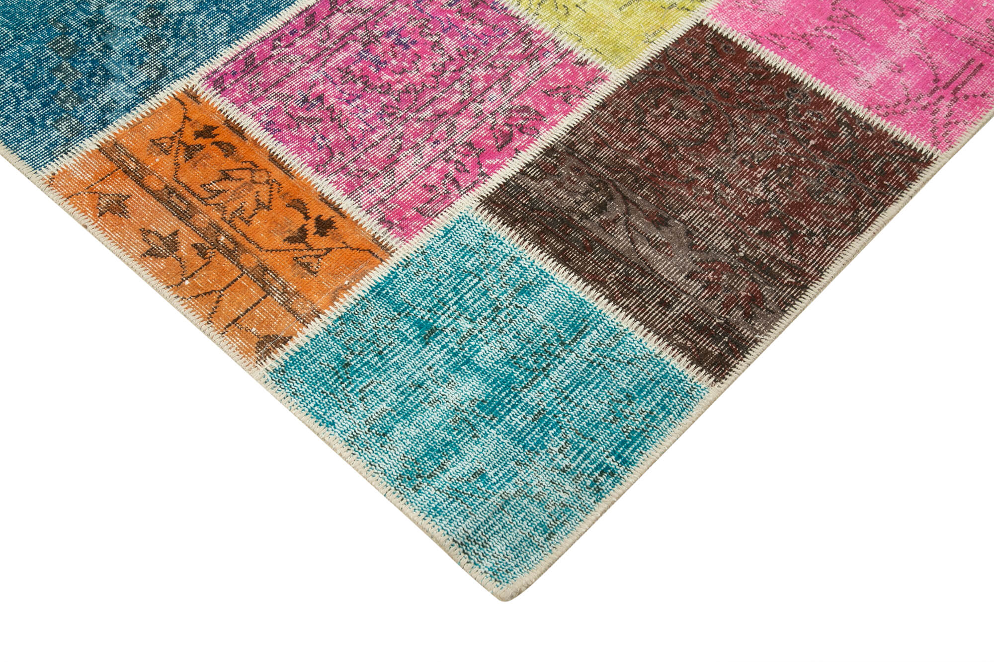 Handmade oriental contemporary 208 cm x 300 cm multicolor patchwork rug
