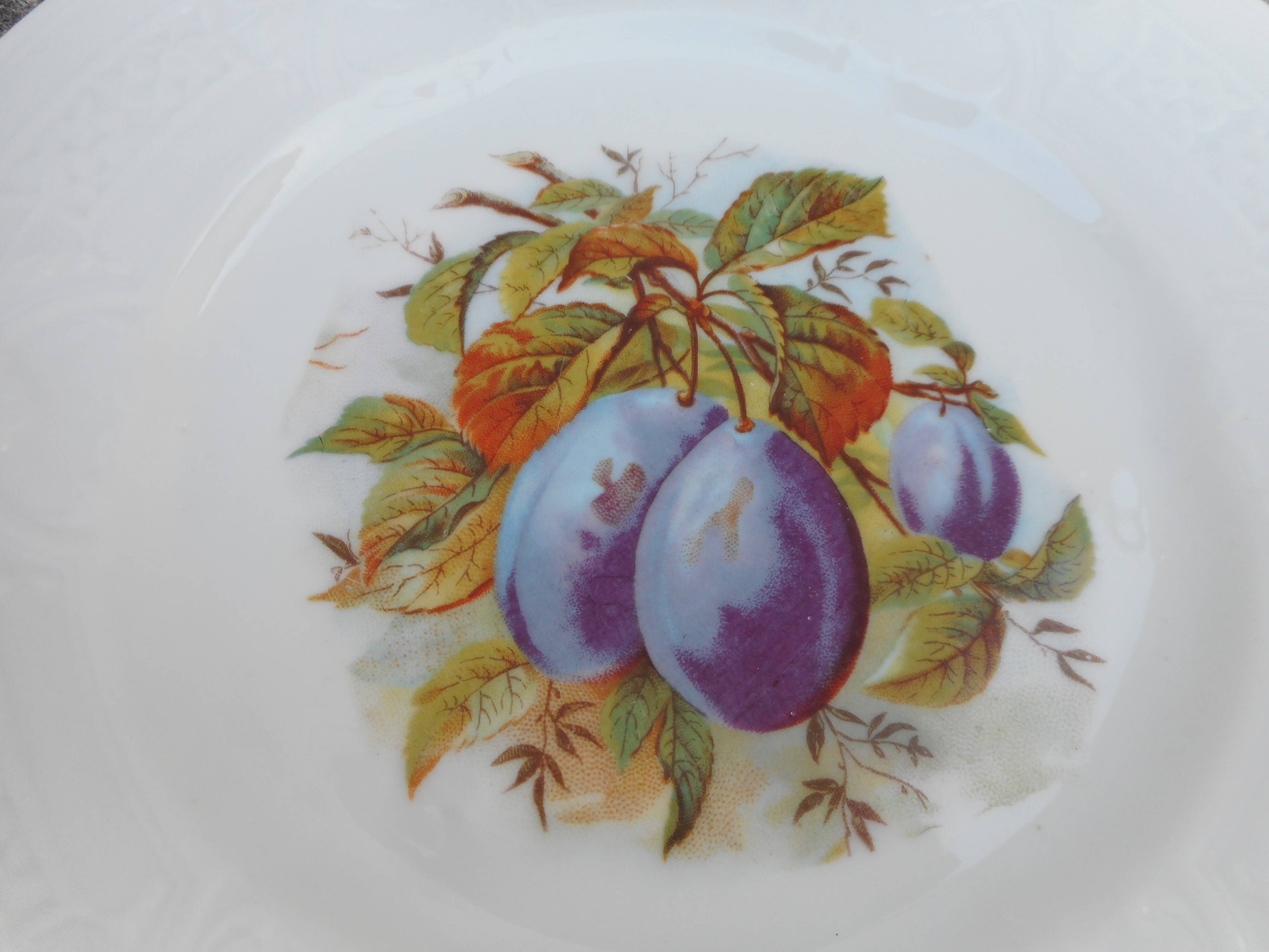 Lot of Six porcelain plates, fruit decoration
