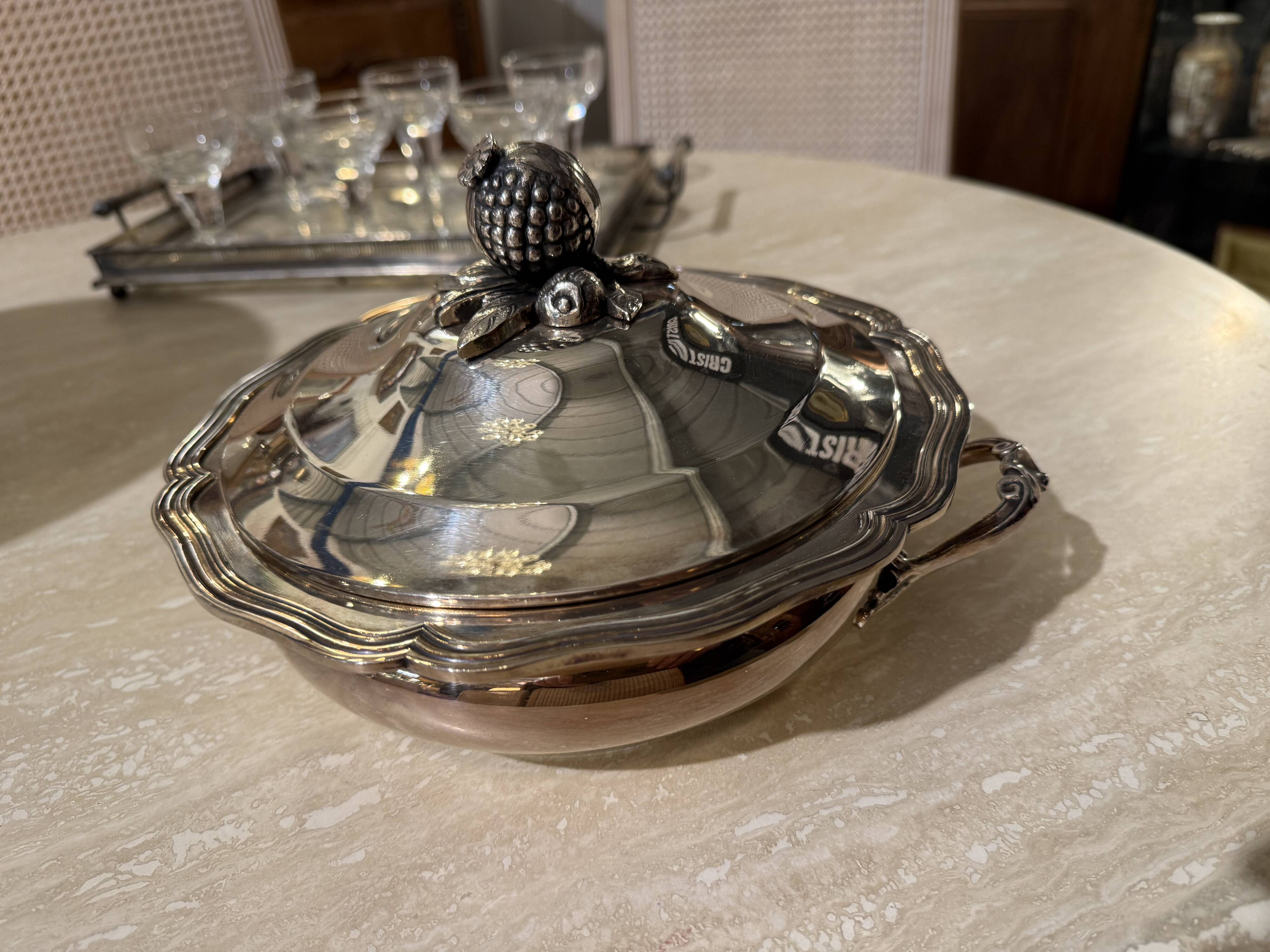 Silver-plated soup tureen