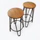 Pair of industrial style bar stools – Wooden seat & tapered legs