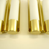 Wall lights brass & glass opal of limburg 1970 s