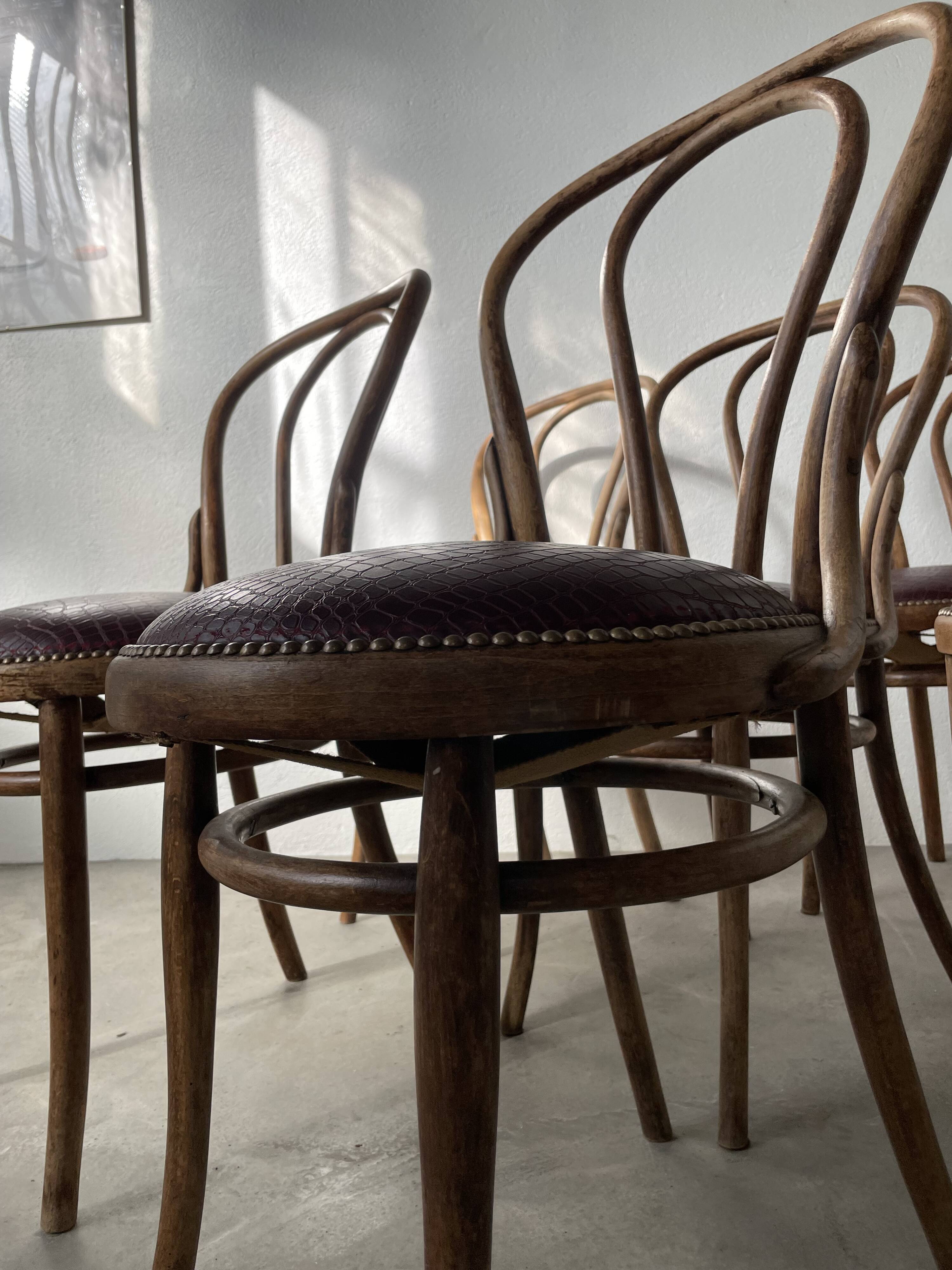 Lot of 6 Josef Kohn curved wood bistro chairs