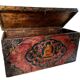 Grand Coffre ancien tibetain en bois avec peinture de bouddha XVIII