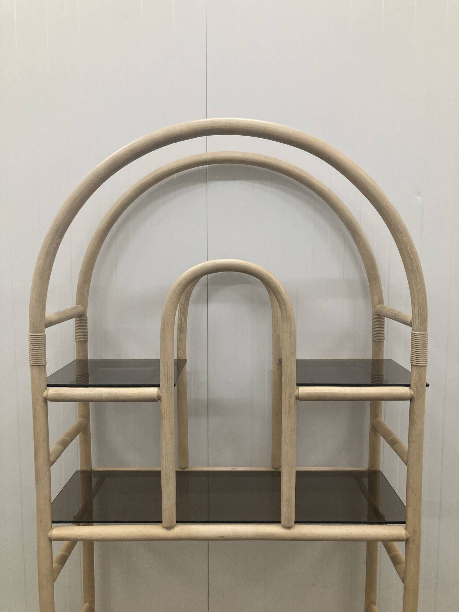 Vintage large Bamboo and Rattan display Cabinet, 1980’s