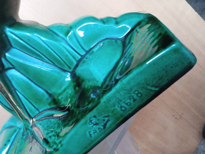 Pheasant statue sculpture glazed ceramic Ch.Lemanceau Art Deco