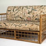 Canapé deux places style tropical chic des années 1960, par Vivai del Sud, en rotin et bambou.