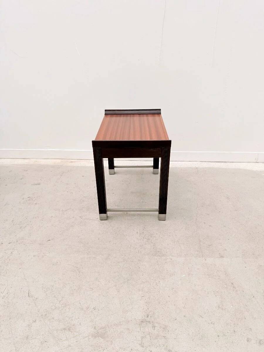 Side table in mahogany and stained oak, France 1980.