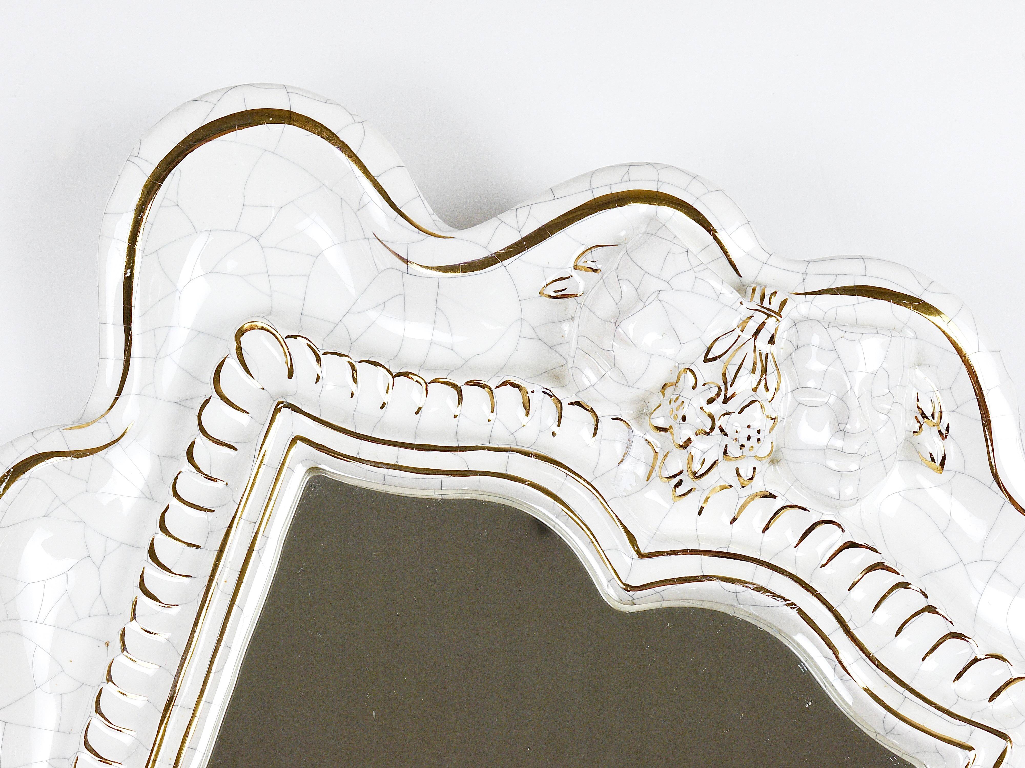 Art Deco Wall Mirror Theatre in Terracotta by Gmundner Keramik, Austria, 1930s