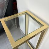 Console laiton et verre 1970 signée Pierre Vandel Paris