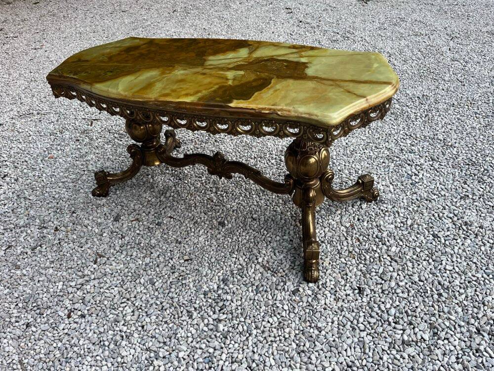 Marble and brass coffee table