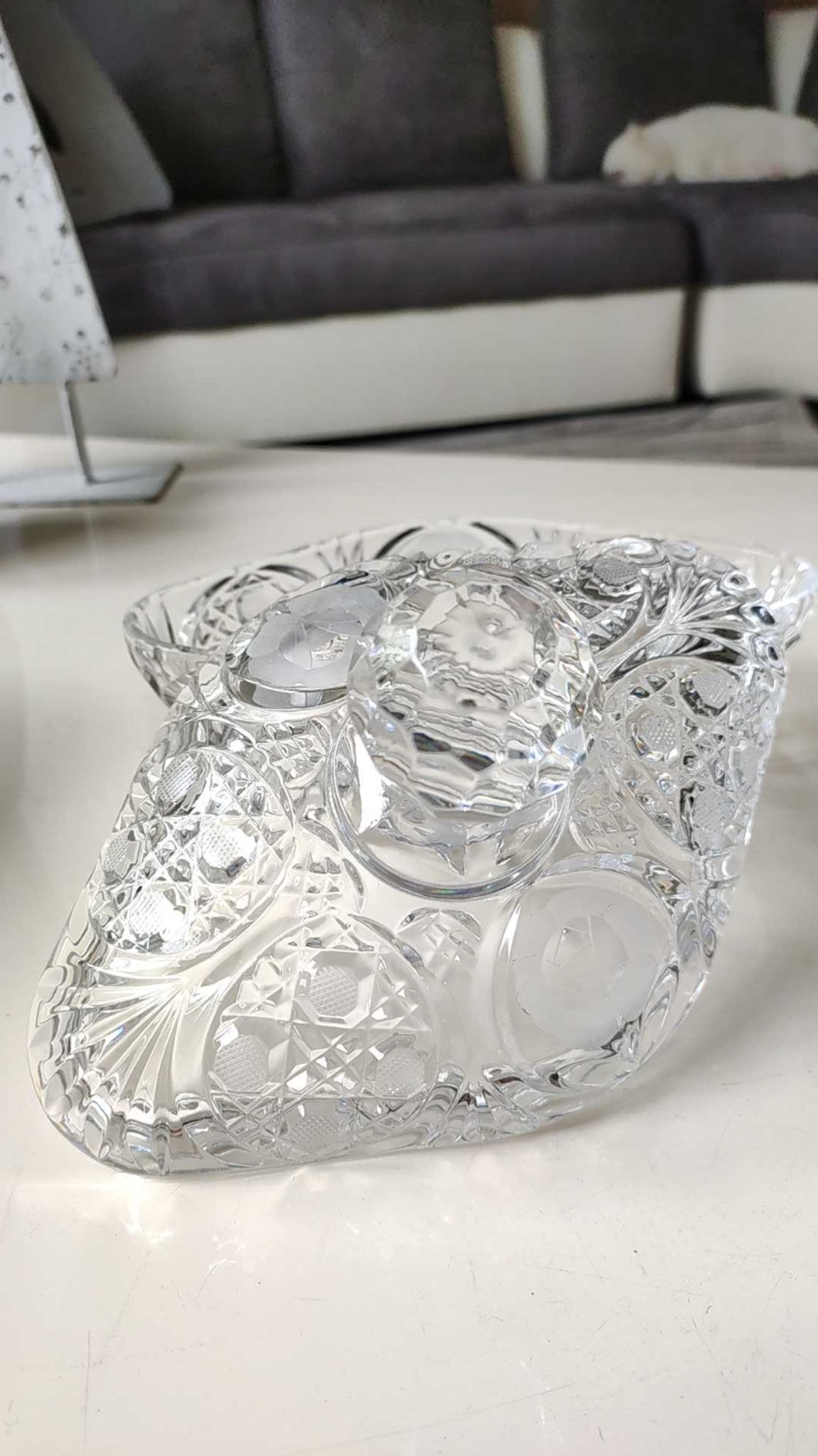 Bonbonnière stylé Boho tchèque en cristal de Bohème