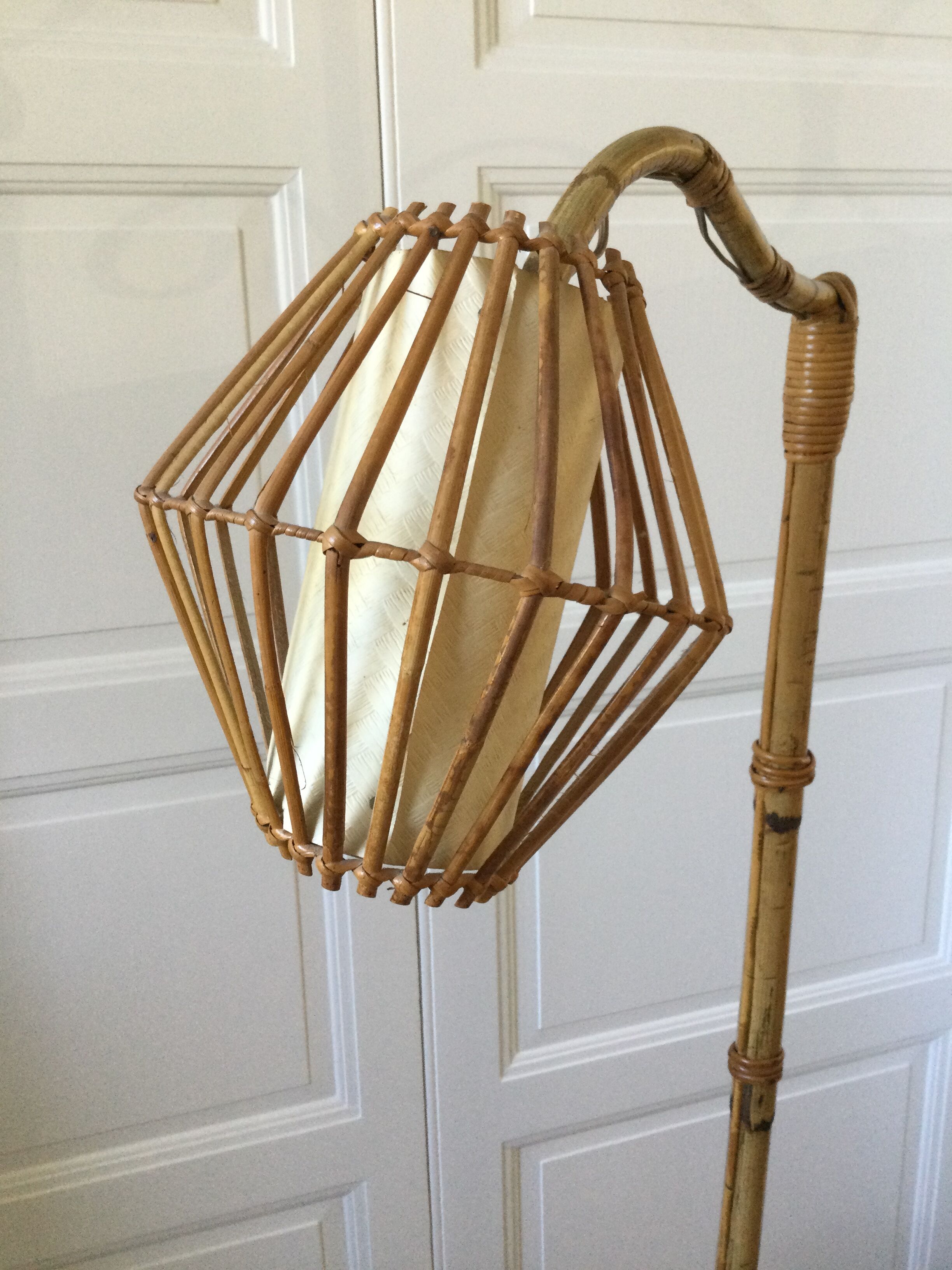 Floor lamp 60s bamboo rattan