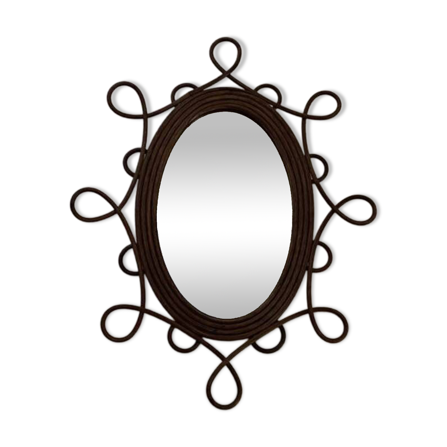 Miroir rotin années 50