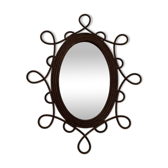 Rattan mirror from the 1950s