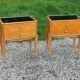Vintage pair of bedside tables from the 1950s in sycamore and a mirror.