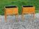 Vintage pair of bedside tables from the 1950s in sycamore and a mirror.