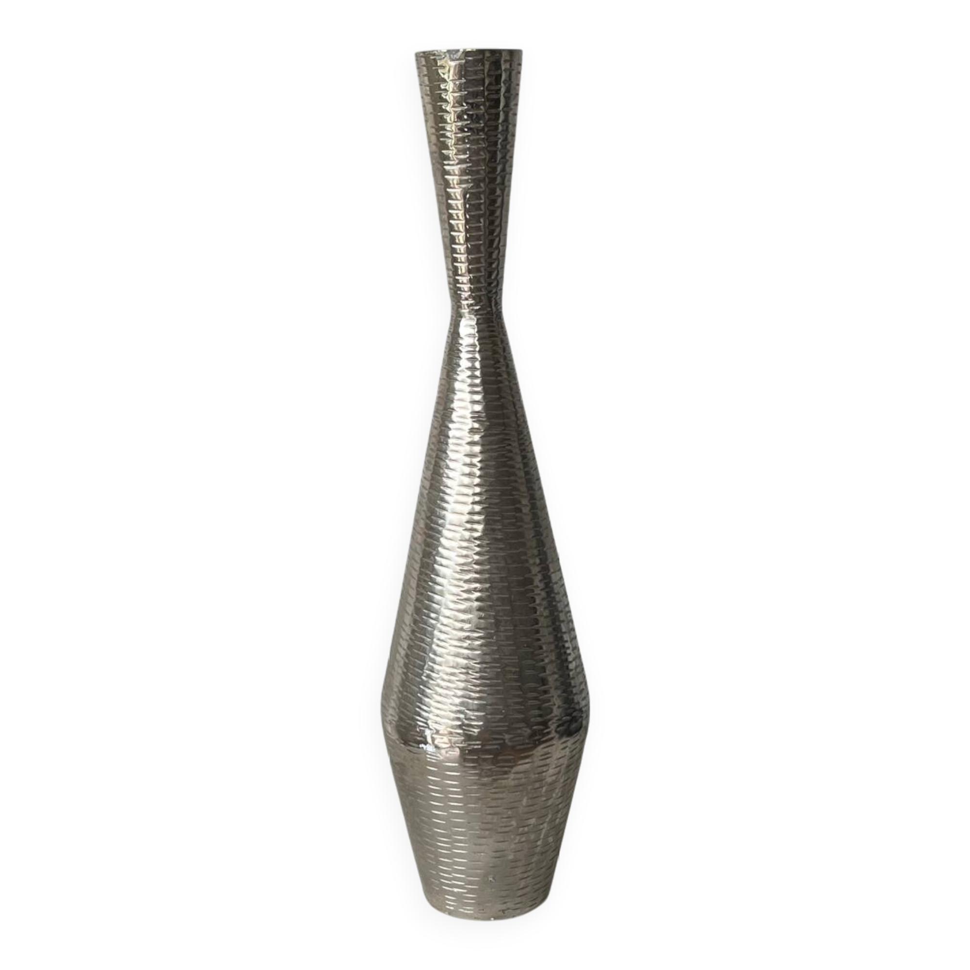 Vase losange en métal griffé argenté