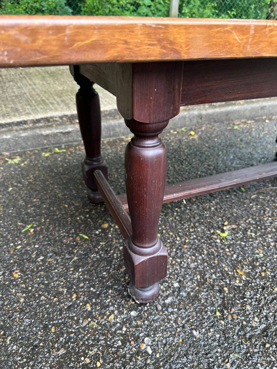 Rectangular coffee table made of solid wood and ceramic 1950