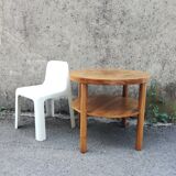 Round walnut pedestal table, with tablet