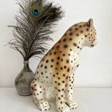 Vintage Italian Ceramic Leopard Statue